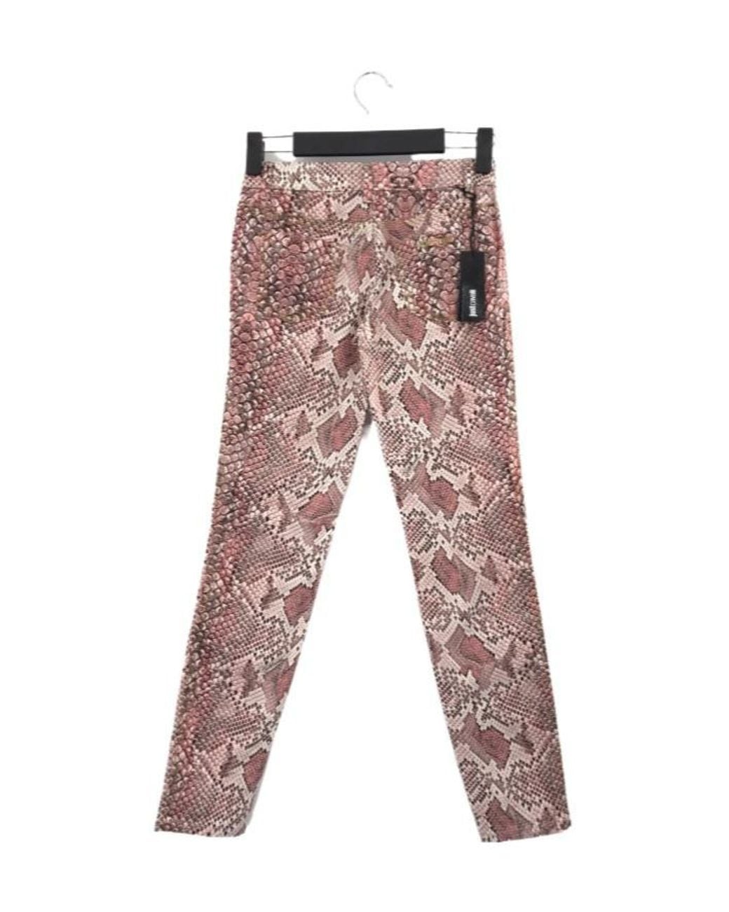 Just Cavalli Red Snake-Print Denim Trousers