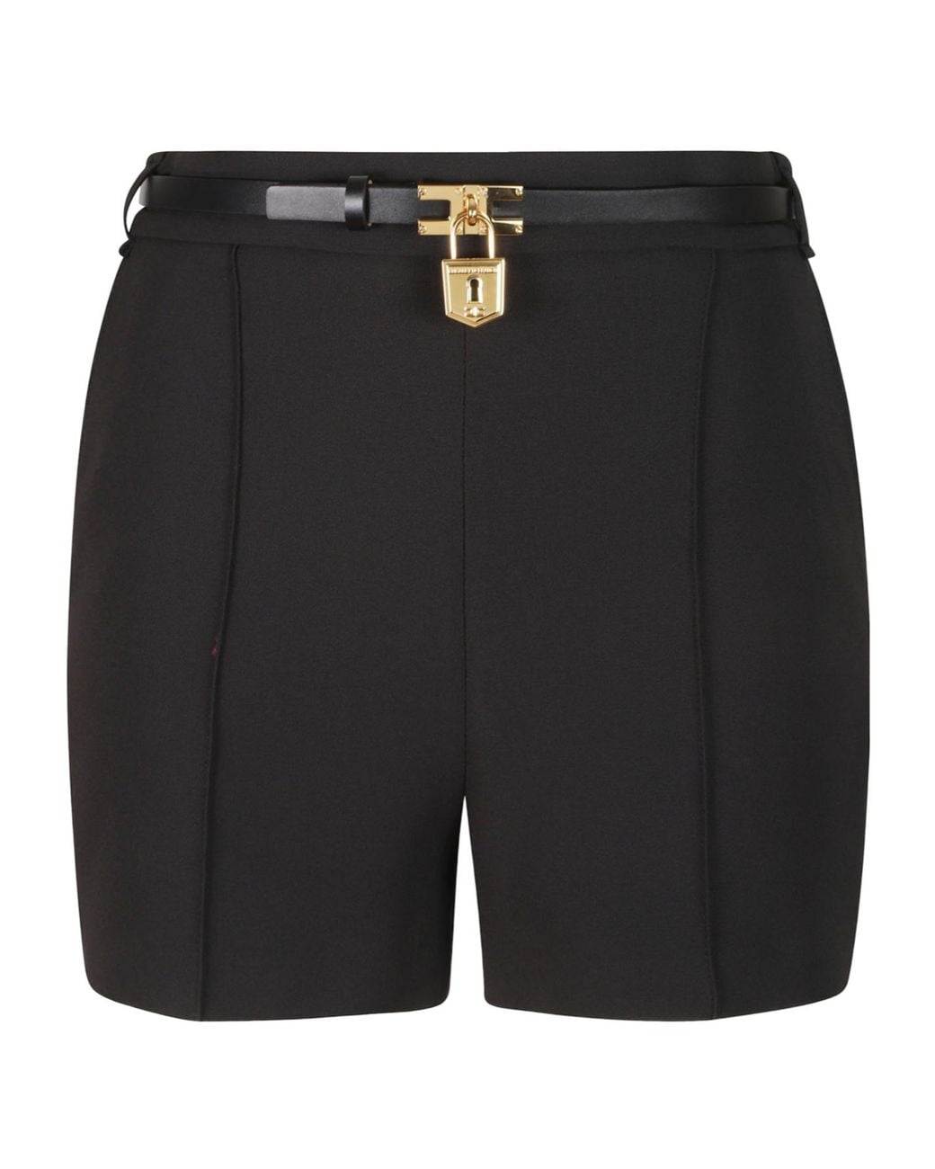 Elisabetta Franchi Black Belted Crêpe Shorts