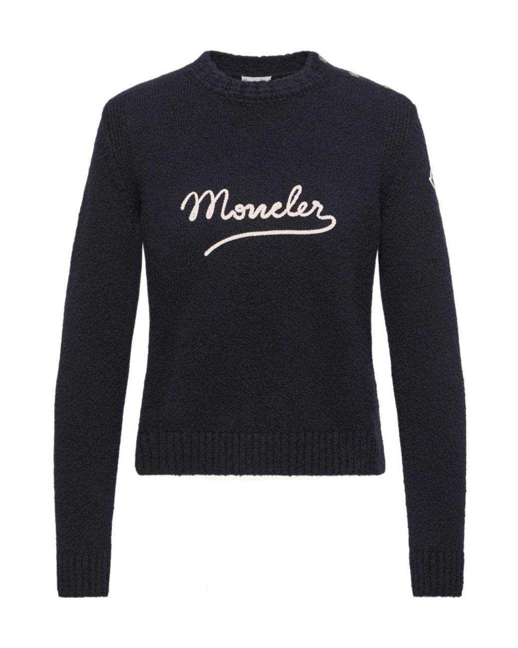 Moncler Blue Embroidered Logo Jumper