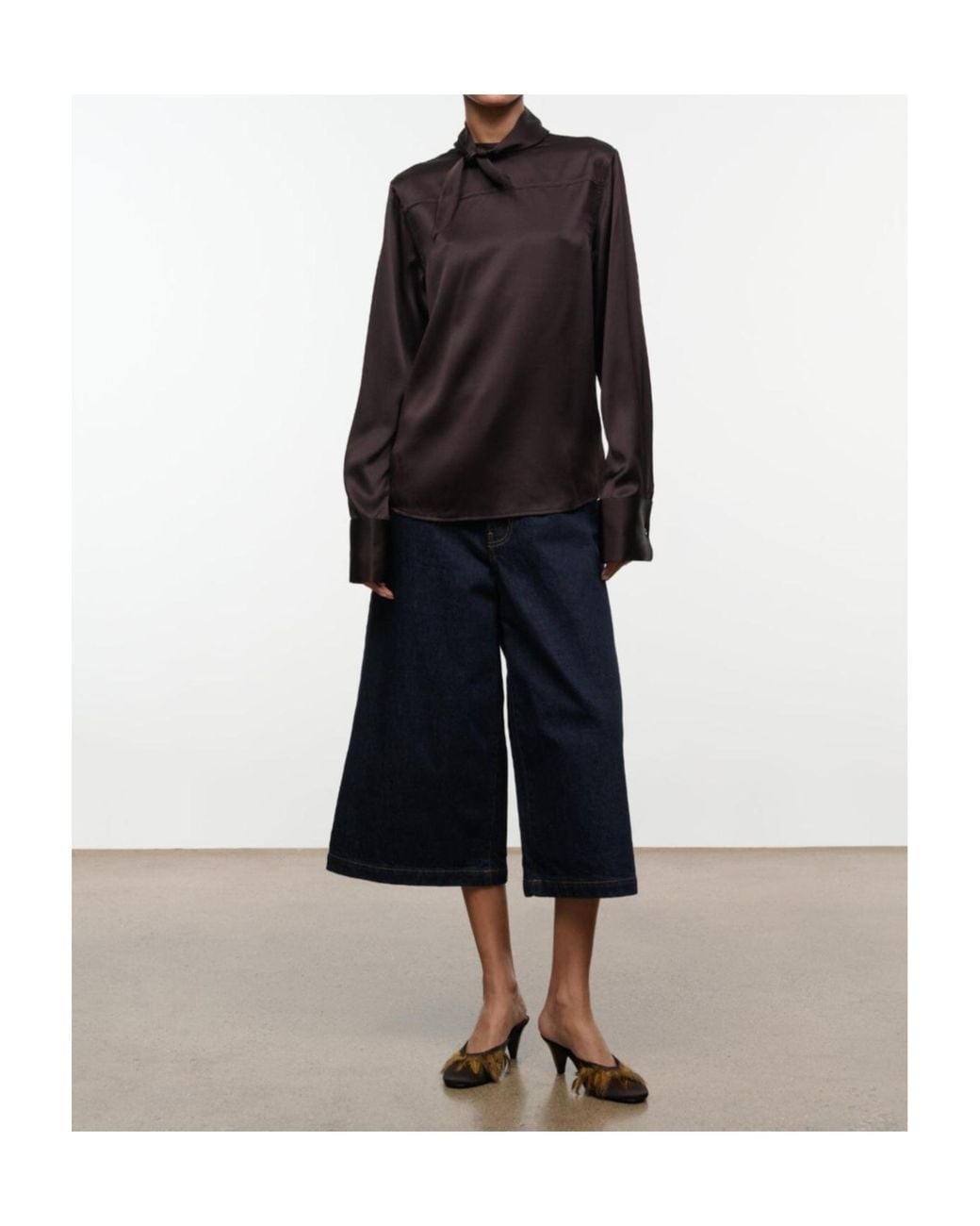 Staud Black Long-Sleeve Silk Shirt