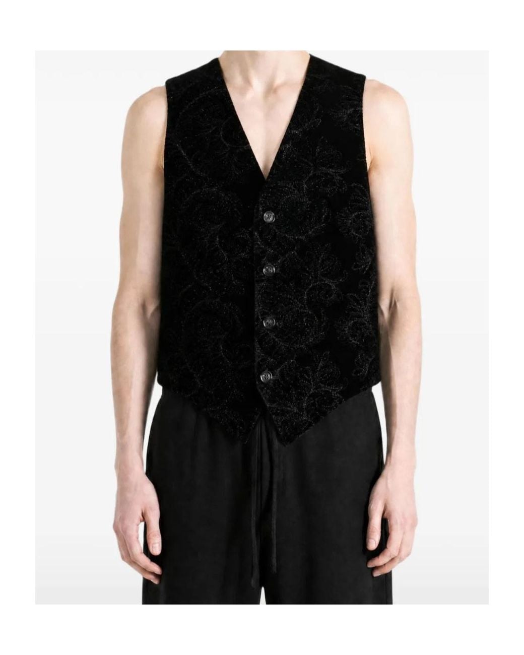 Ann Demeulemeester Black V-Neck Button-Up Waistcoat for men