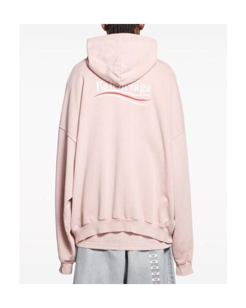 Balenciaga Pink Logo Embroidered Hoodie