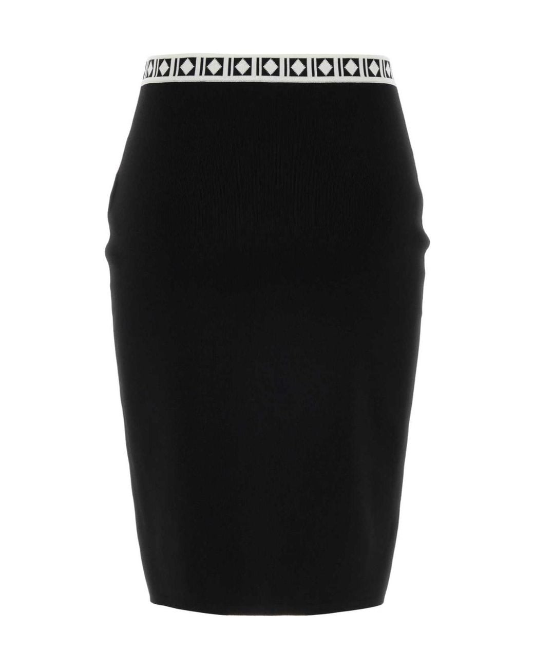 Versace Black Patterned Waist Knitted Skirt