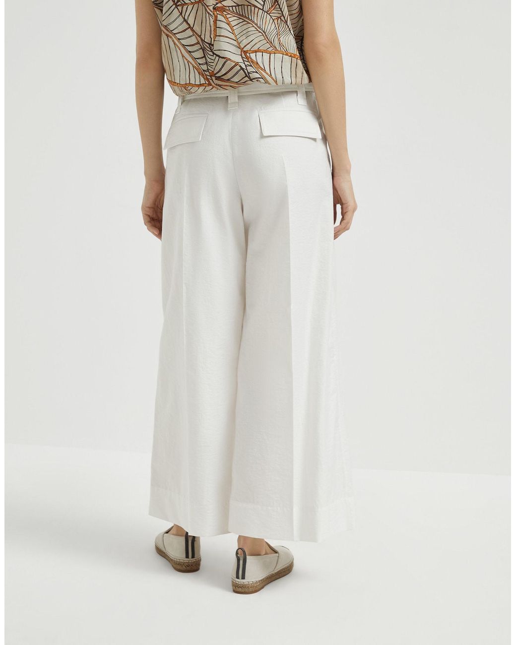 Brunello Cucinelli White Pleated Trousers