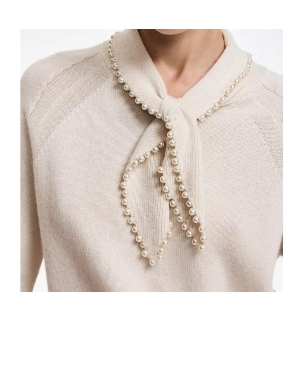 Essentiel Antwerp White Kasa Bow-Collar Sweater