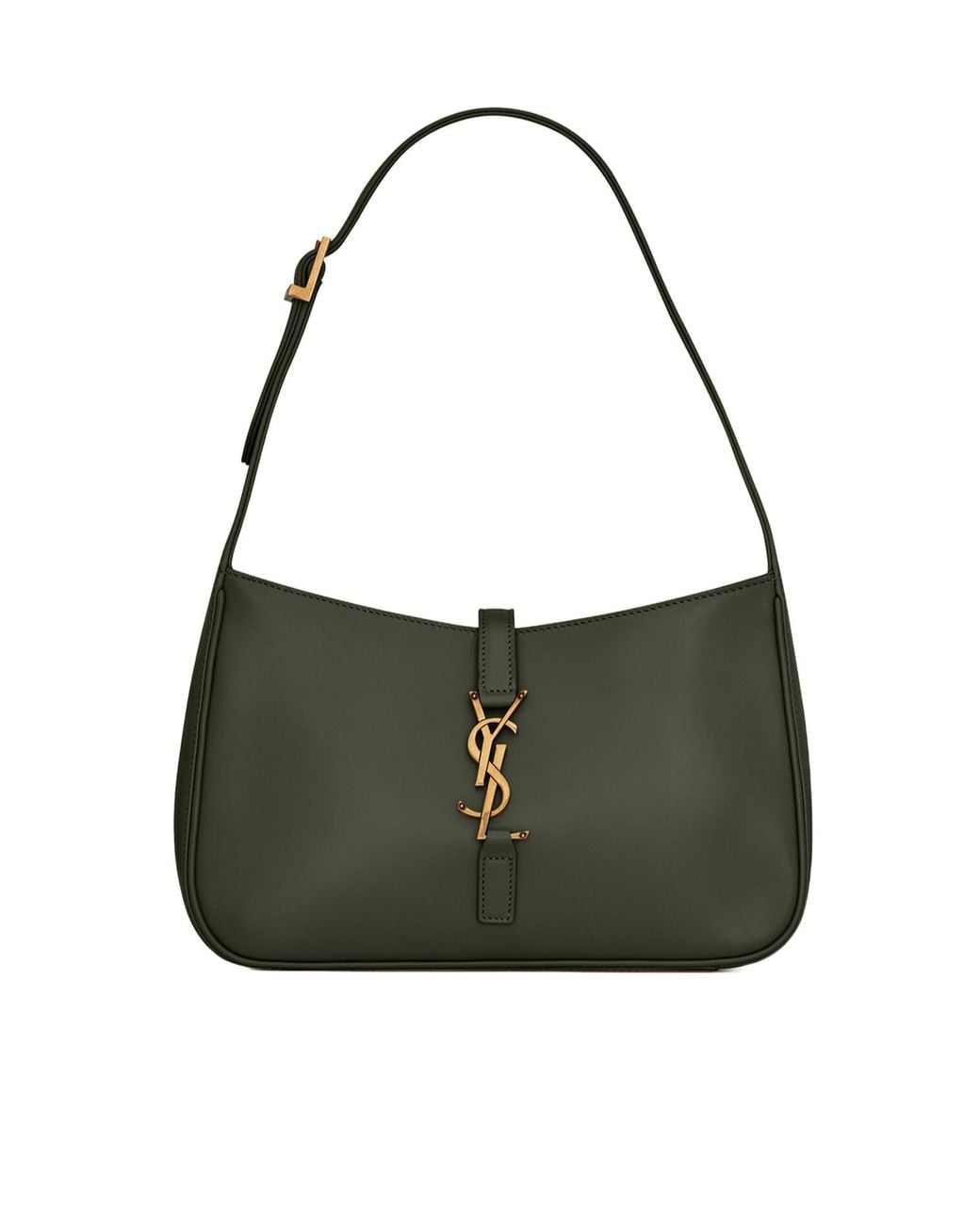 Saint Laurent Green Logo Plaque Zip-Up Shoulder Bag
