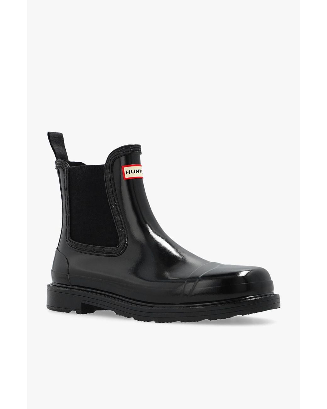Hunter Black Elasticated Side-Panel Boots
