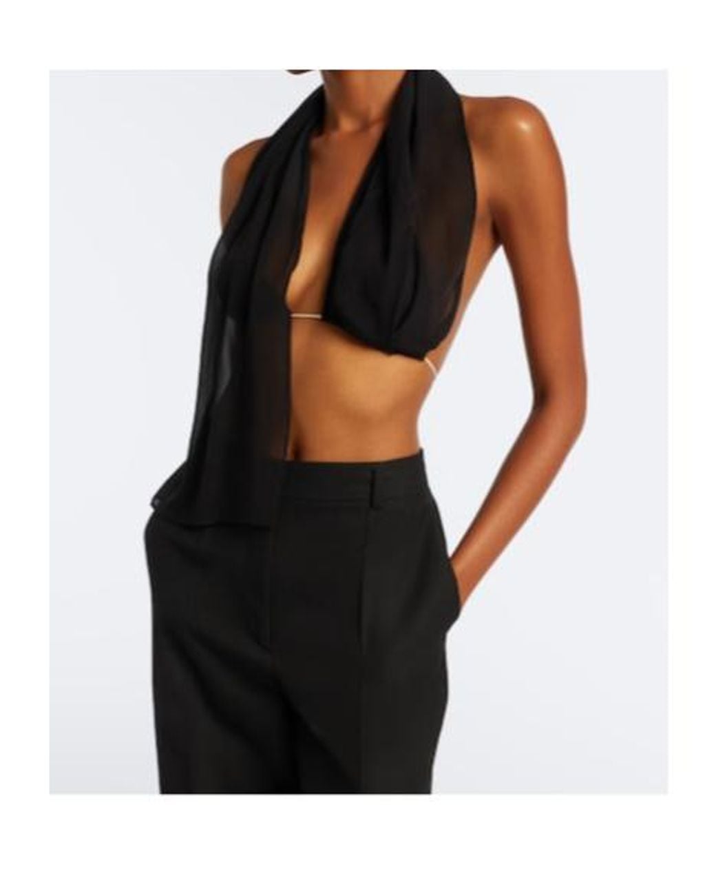 Christopher Esber Black Silk Scarf Bra Top