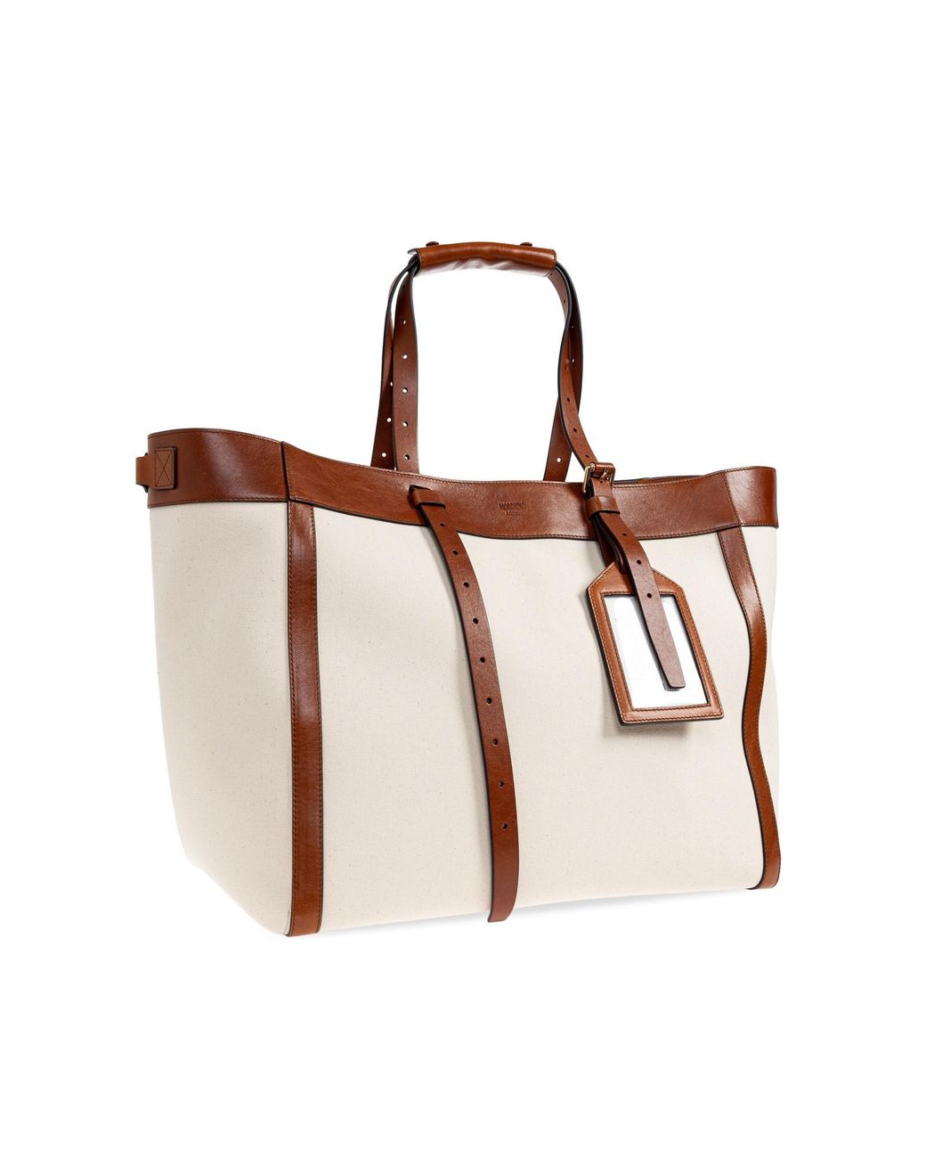 Moschino White Logo Embellished Shopper Bag for men
