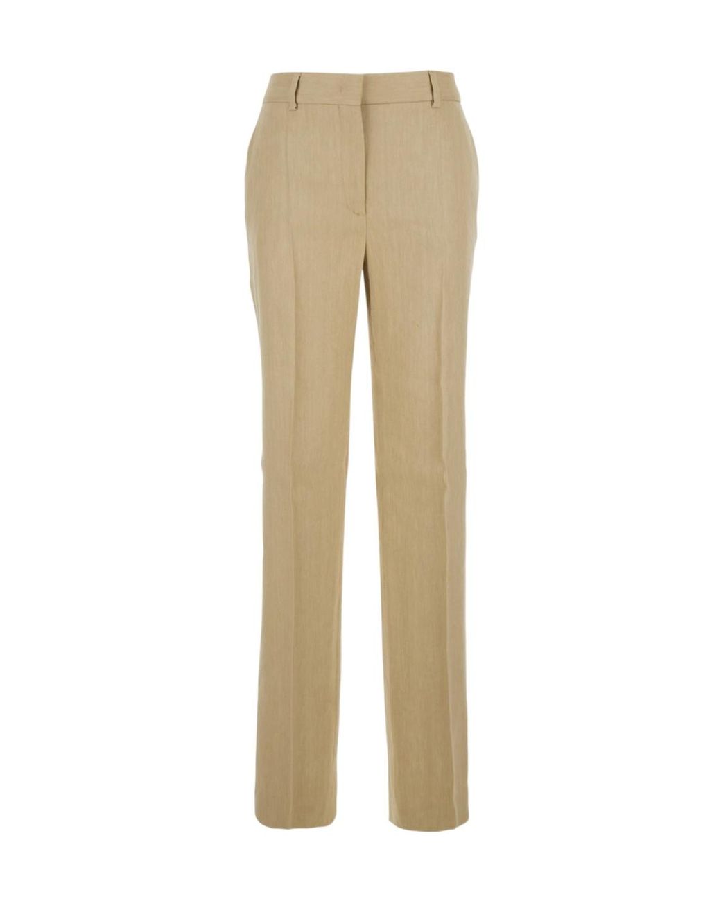 Alberta Ferretti Natural High-Waist Tailored Trousers