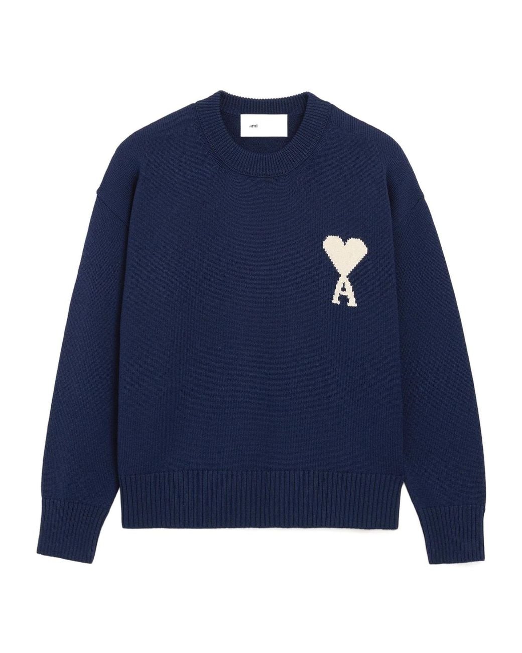 AMI Blue Ami Ami De Coeur Crewneck Jumper for men