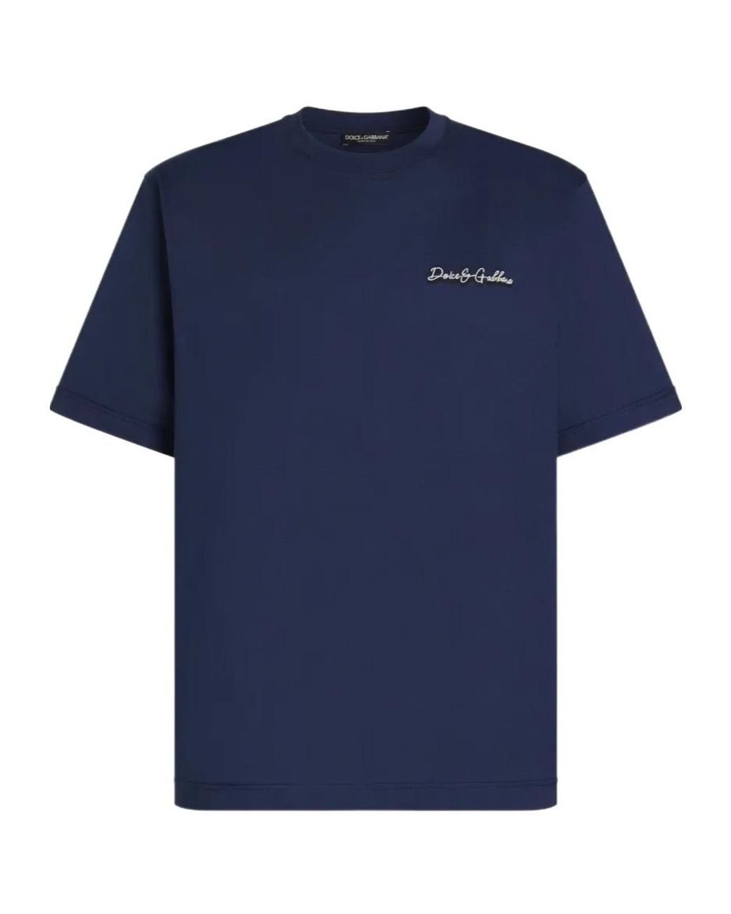 Dolce & Gabbana Blue Logo Cotton T-Shirt for men