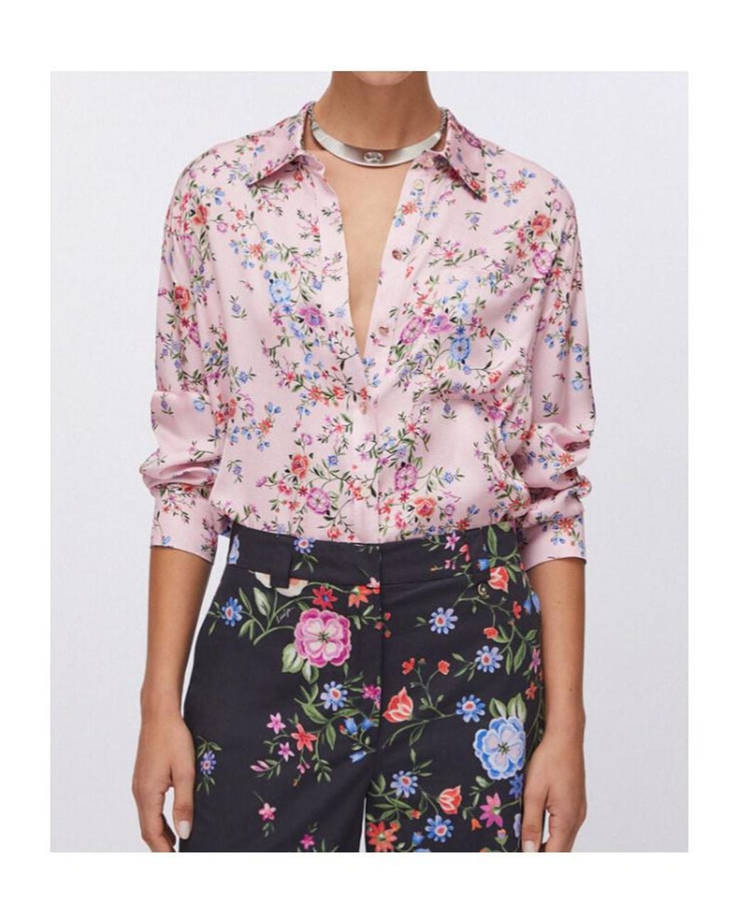 Liu Jo Pink Floral Button-Front Shirt