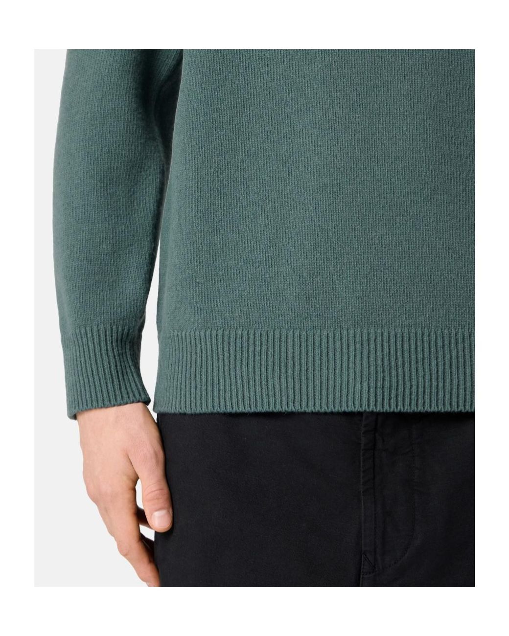 Stone Island Green Logo Patch Crewneck Sweater for men
