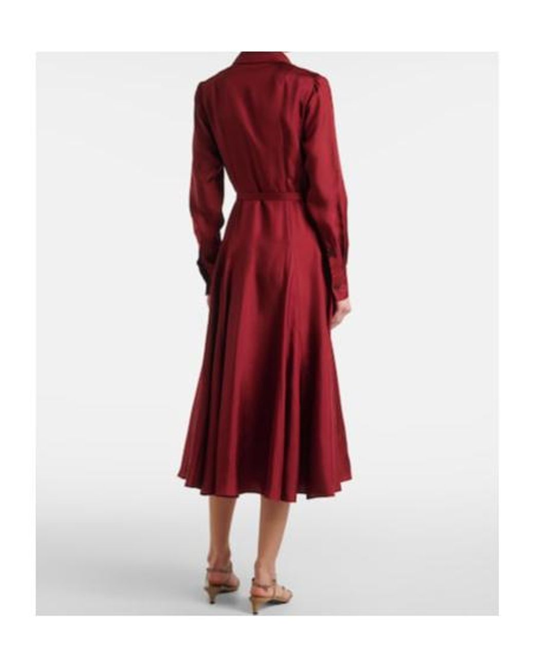 Emilia Wickstead Red Riko Belted Silk Twill Shirt Dress