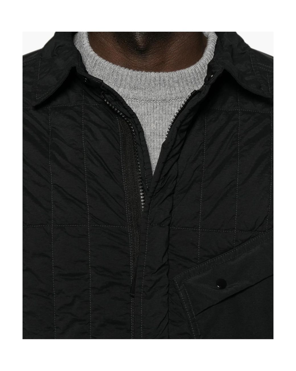 Stone Island Black Quilted Padded Coach Jacket for men