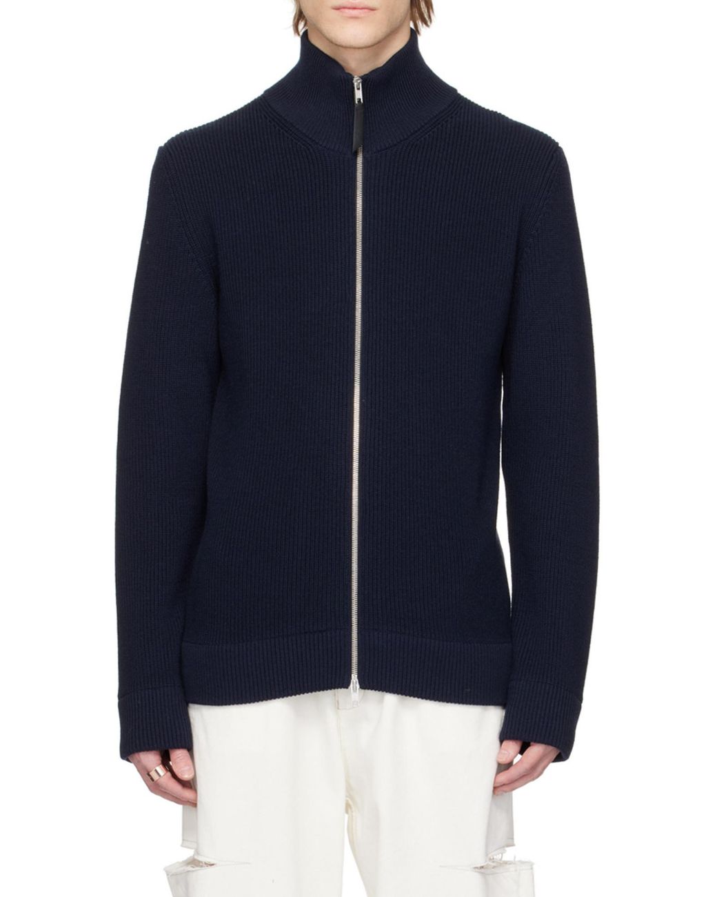 Maison Margiela Blue Malgione Zip-Up Knitted Sweater for men