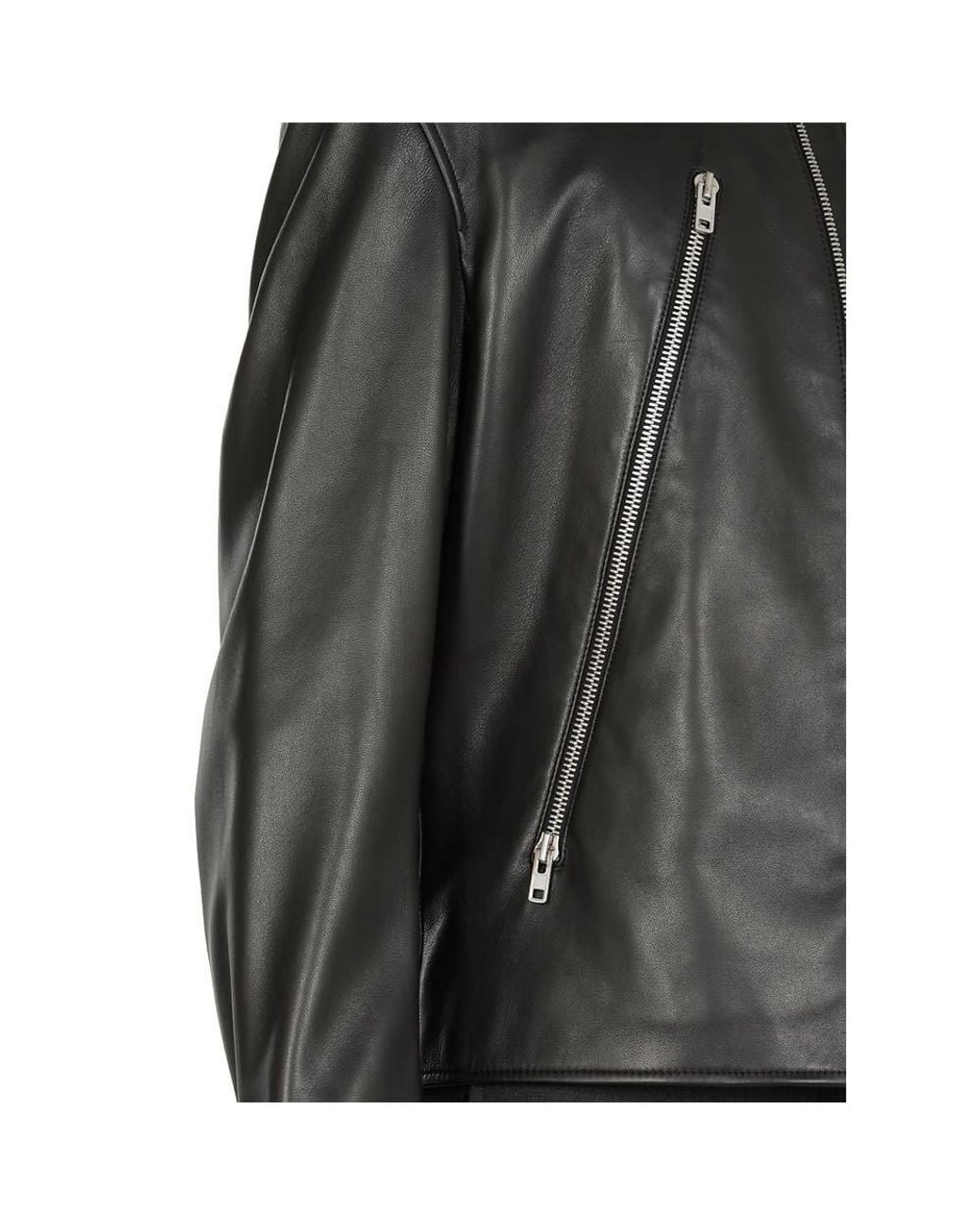 Maison Margiela Black Mock Neck Leather Jacket for men