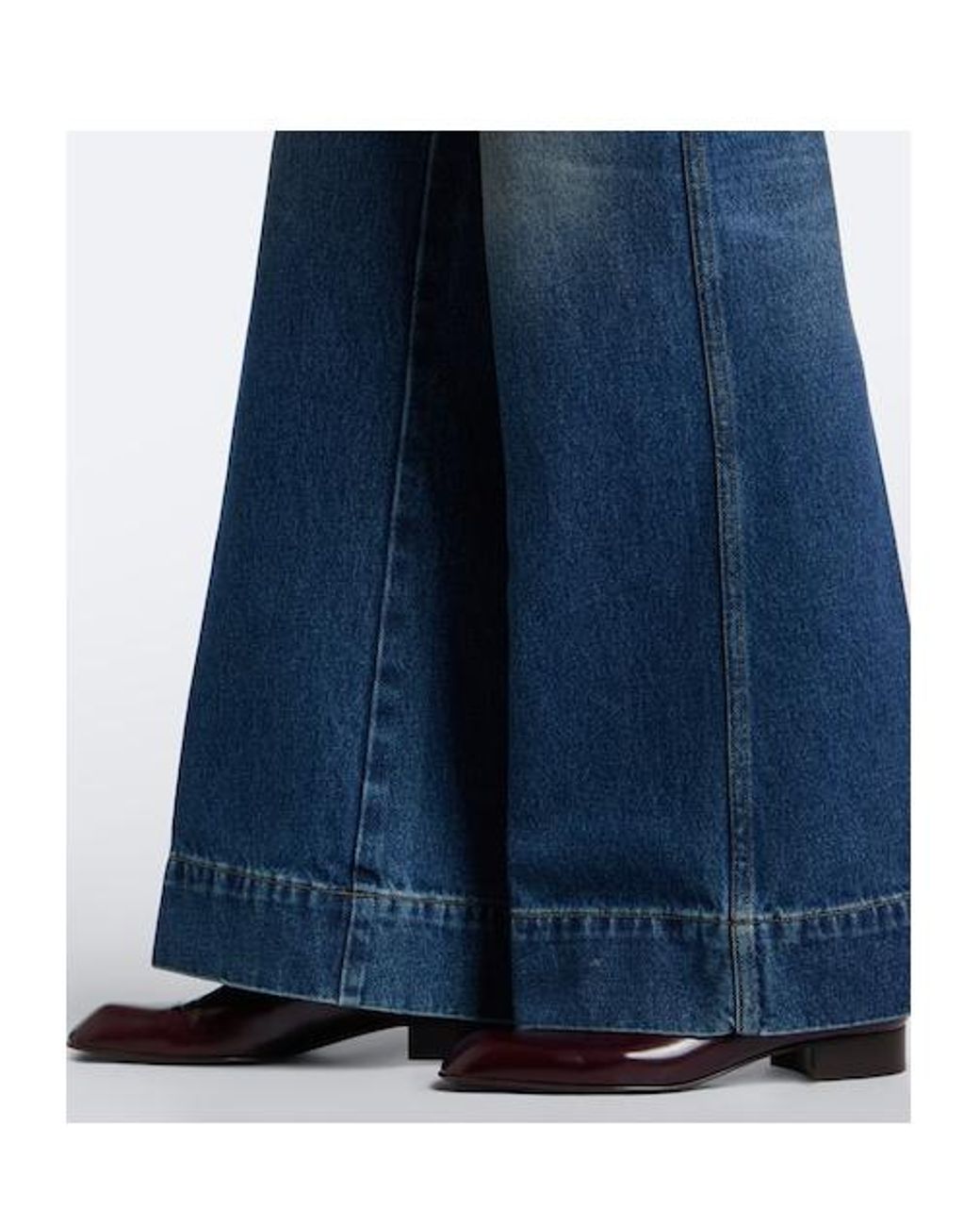 Victoria Beckham Blue Faded Wide-Leg Jeans