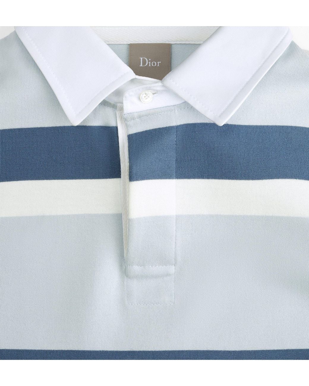 Dior Blue Homme Striped Long Sleeve Polo Shirt for men