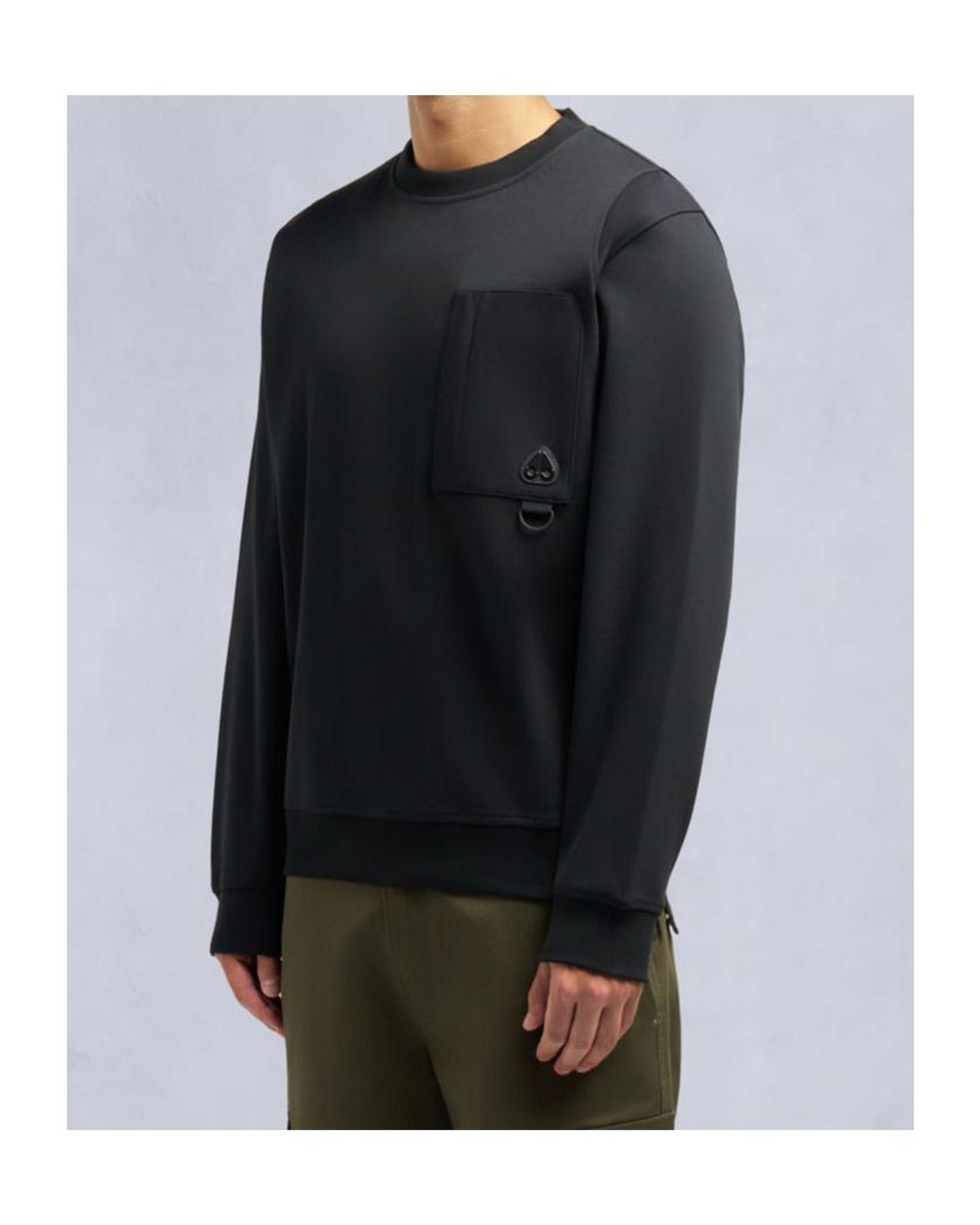 Moose Knuckles Black Dalon Crewneck Sweatshirt for men