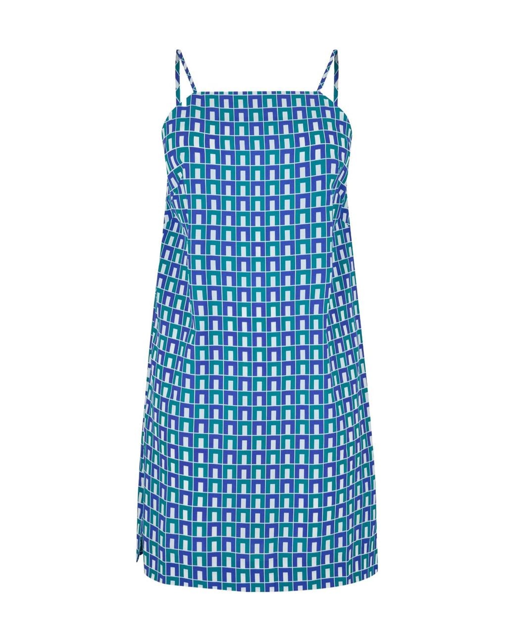 Lacoste Blue Geometric Print Slip Mini Dress