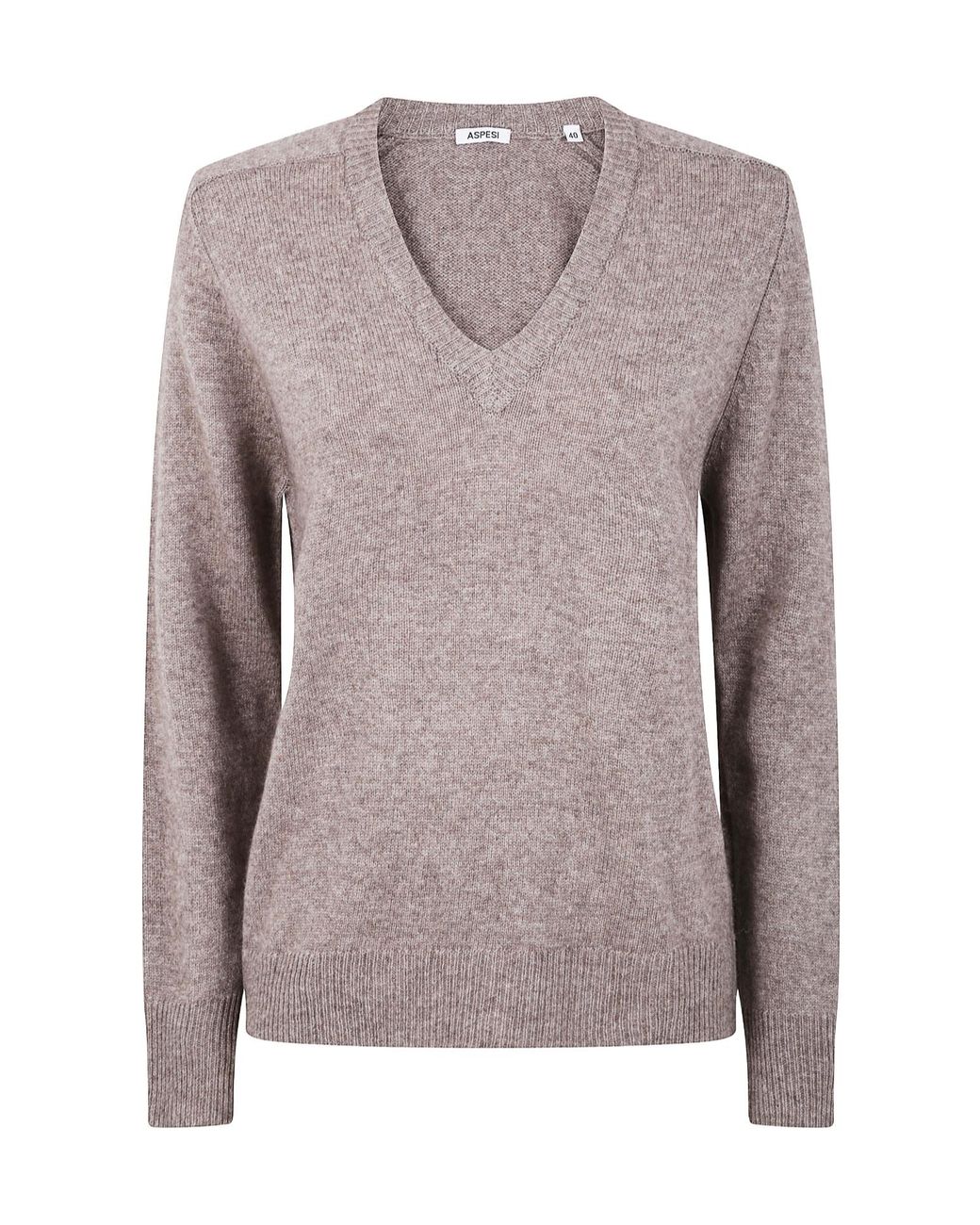 Aspesi Brown V-Neck Long Sleeved Jumper
