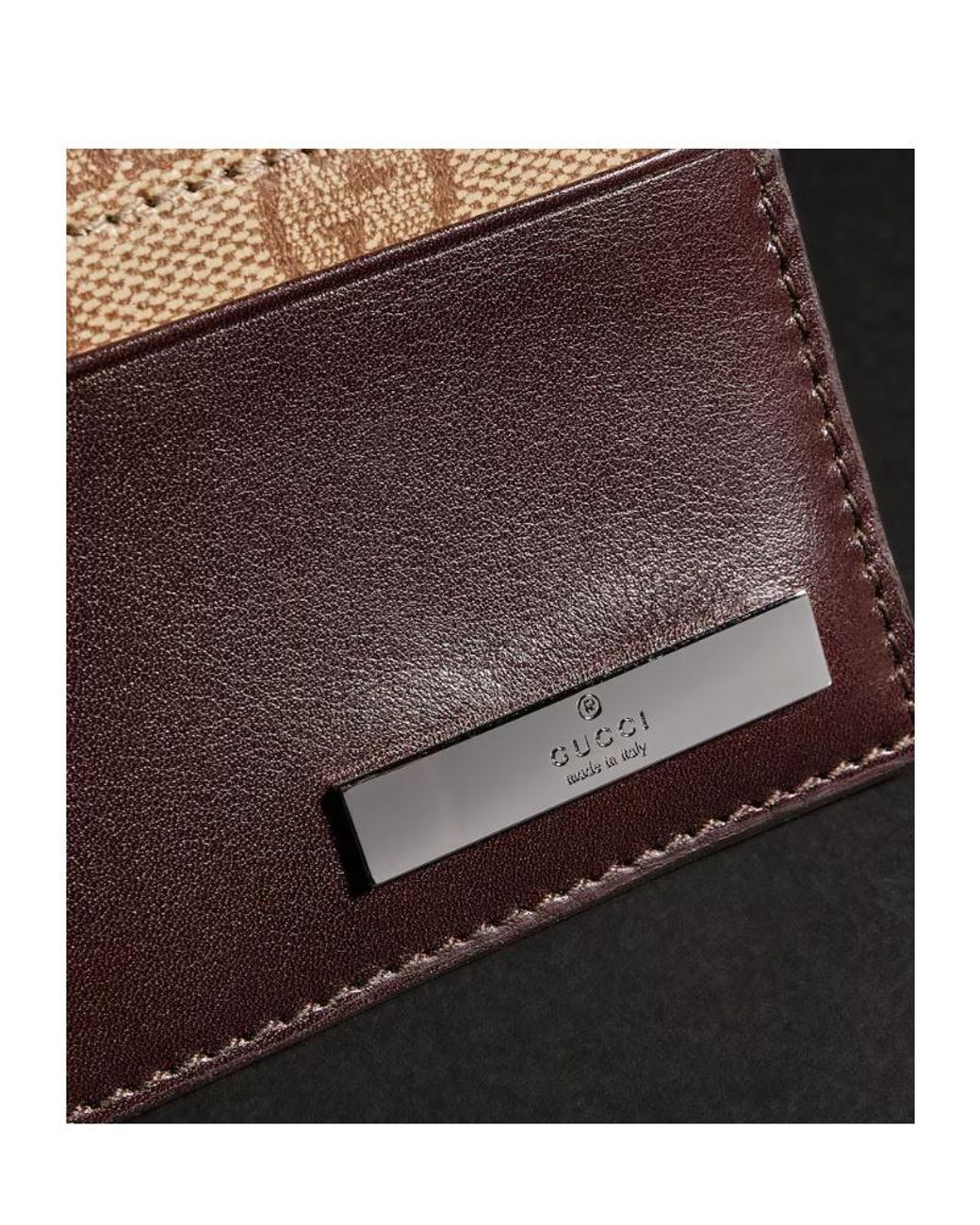 Gucci Brown Card Case With Metal Tag for men