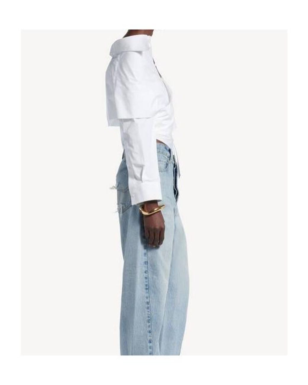 Balenciaga White Off-Shoulder Wrap Shirt