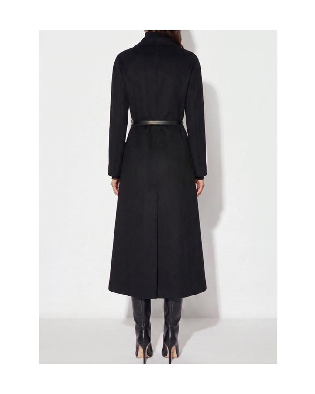 Elisabetta Franchi Black Single-Breasted Belted Long Coat