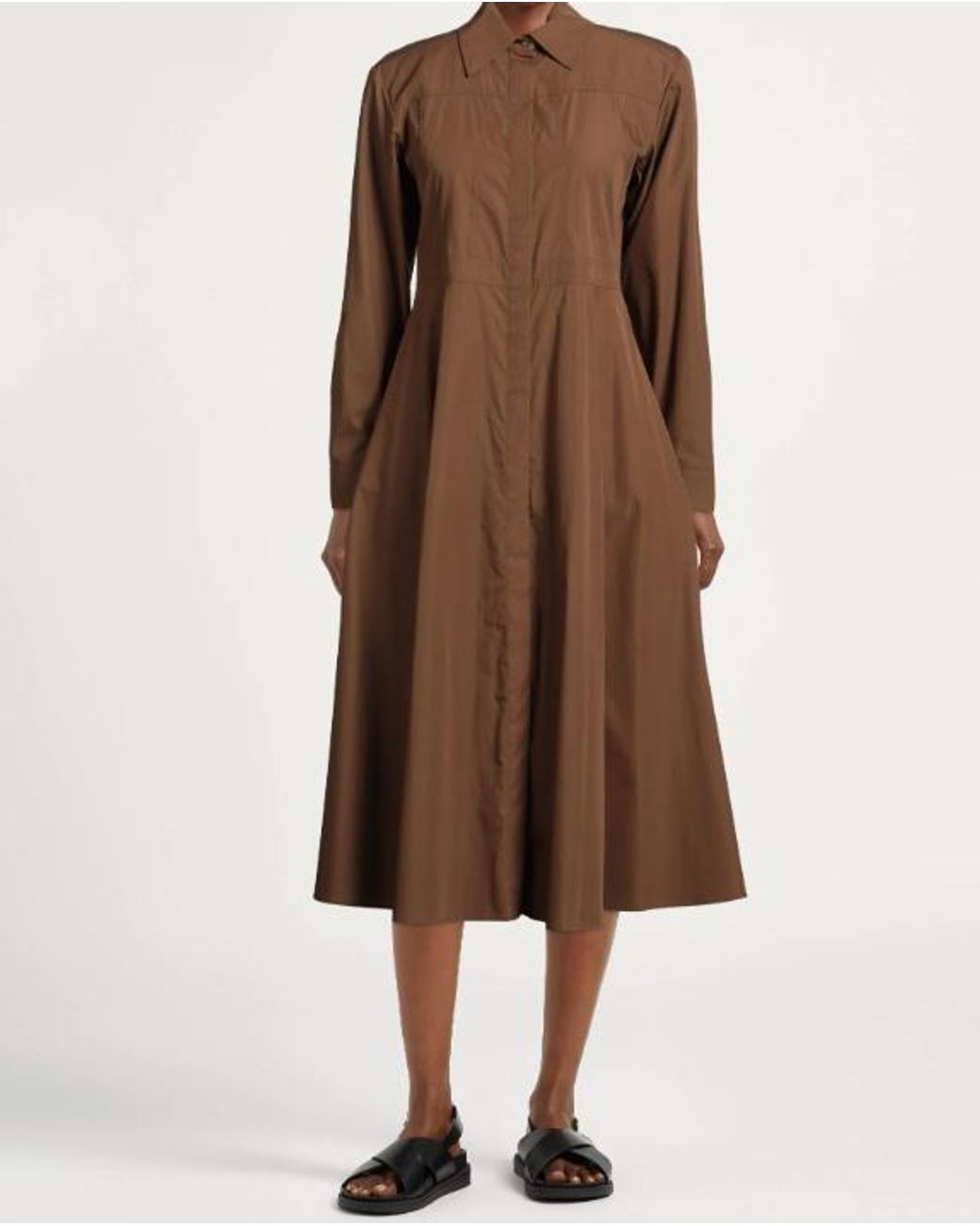 MAX&Co. Brown Long-Sleeved Shirt Dress