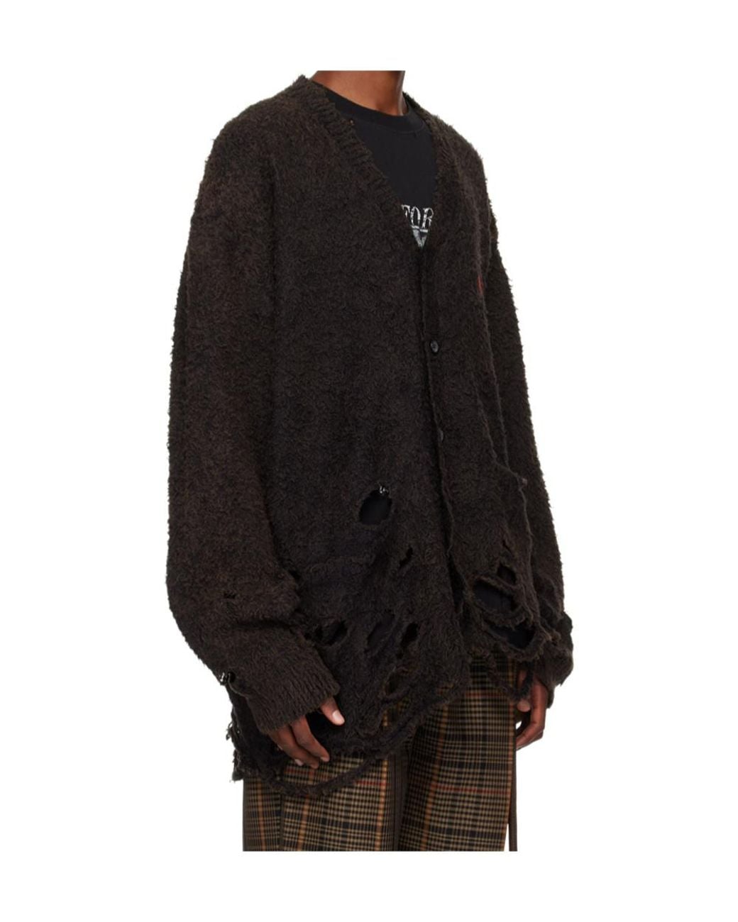 Doublet Distressed-Effect Knitted Cardigan in Black for Men | Lyst