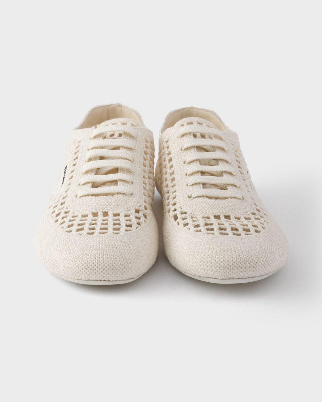 Prada White Cotton Crochet Collapse Sneakers