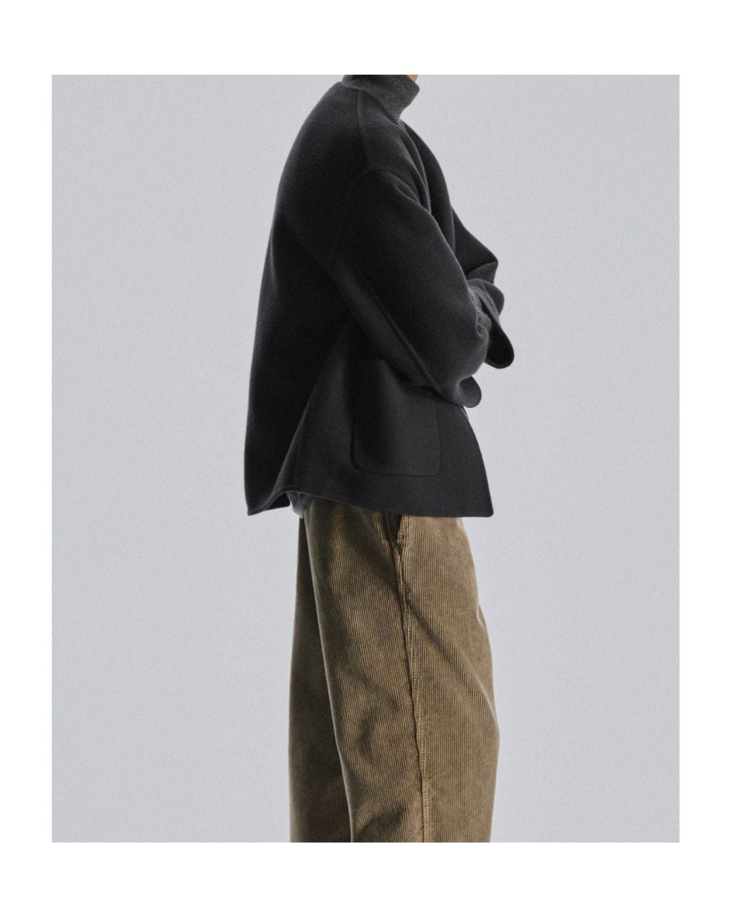 The Row Black Collarless Button-Up Coat