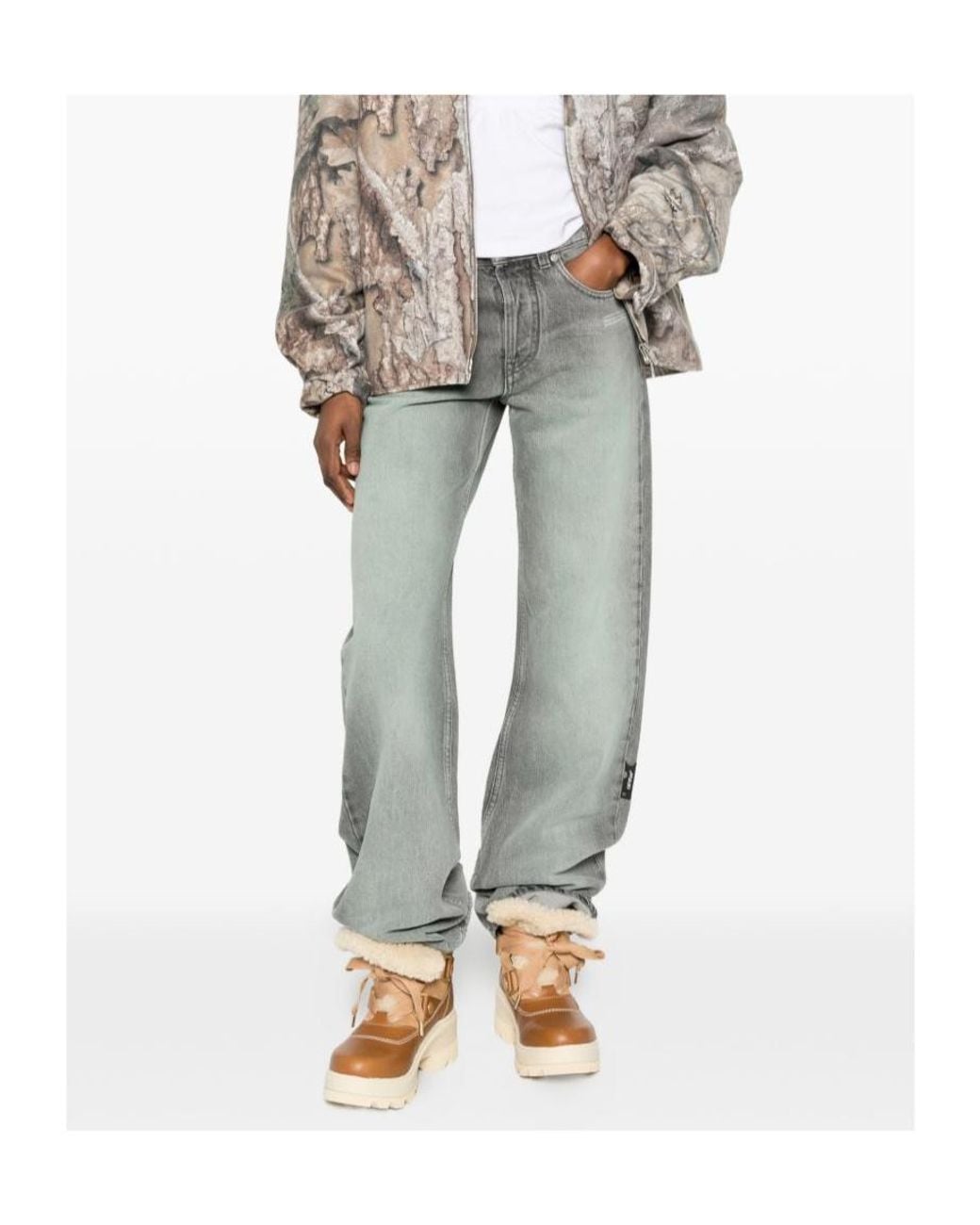 Off-White c/o Virgil Abloh Gray Wide-Leg Jeans