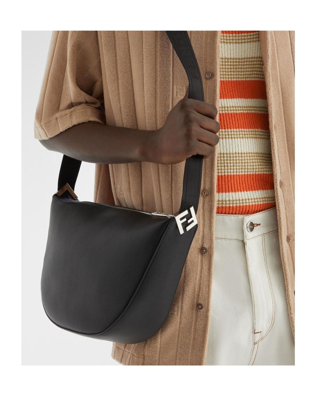 Fendi Black Melon Zipped Crossbody Bag for men
