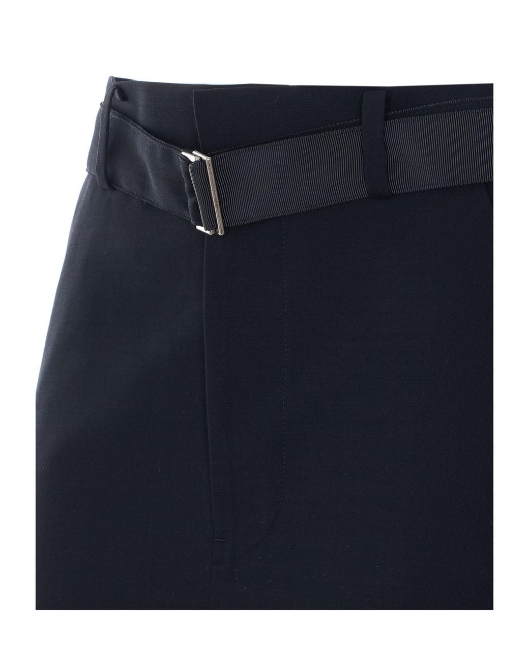 Sacai Blue Belted Pleated Midi Skirt