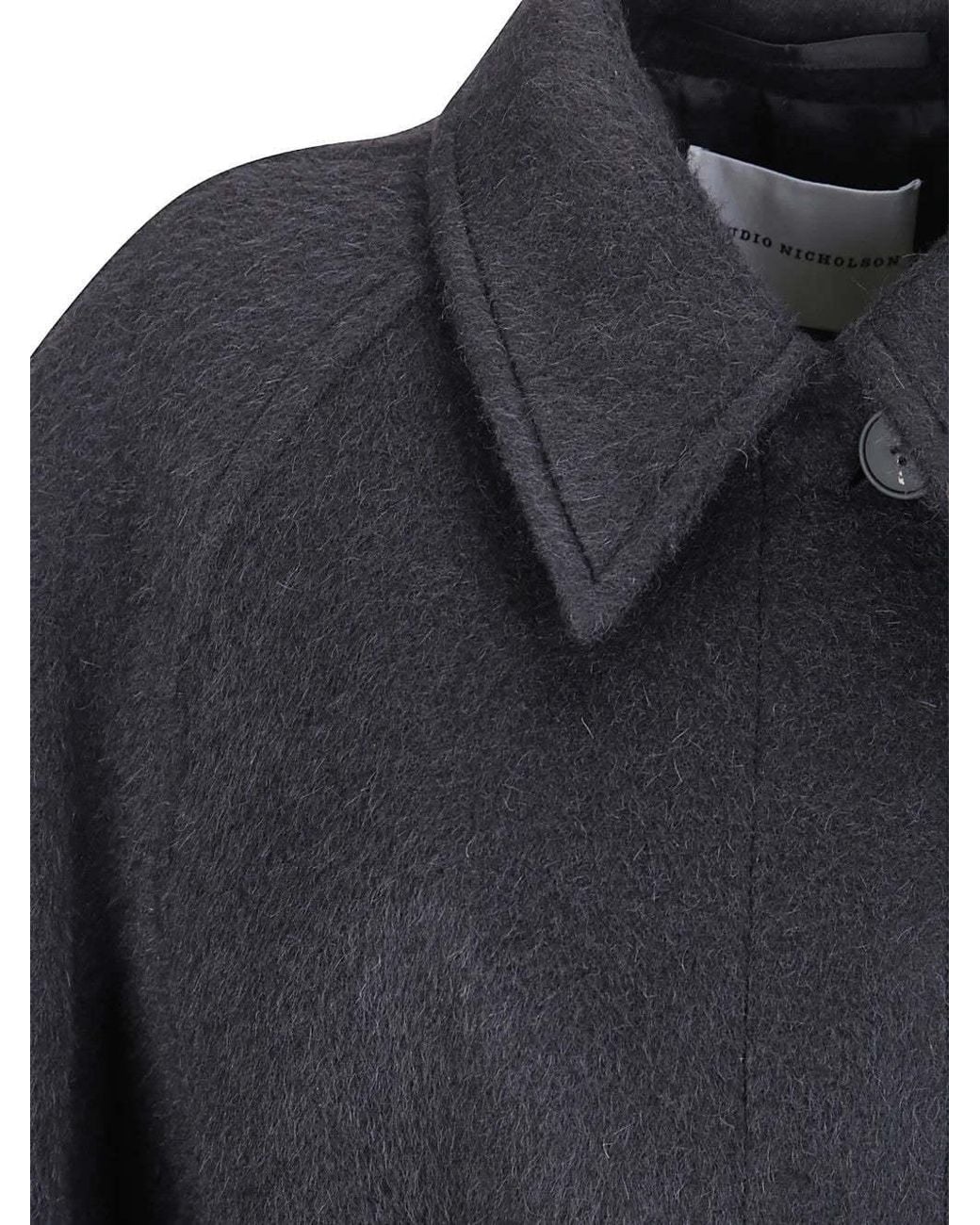 Studio Nicholson Blue Kobers Curved Shoulder Coat