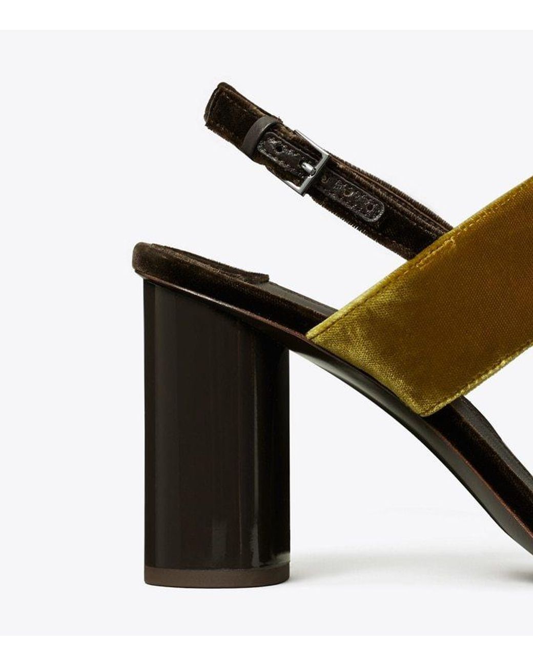 Tory Burch Brown Eleanor Heeled Velvet Sandals