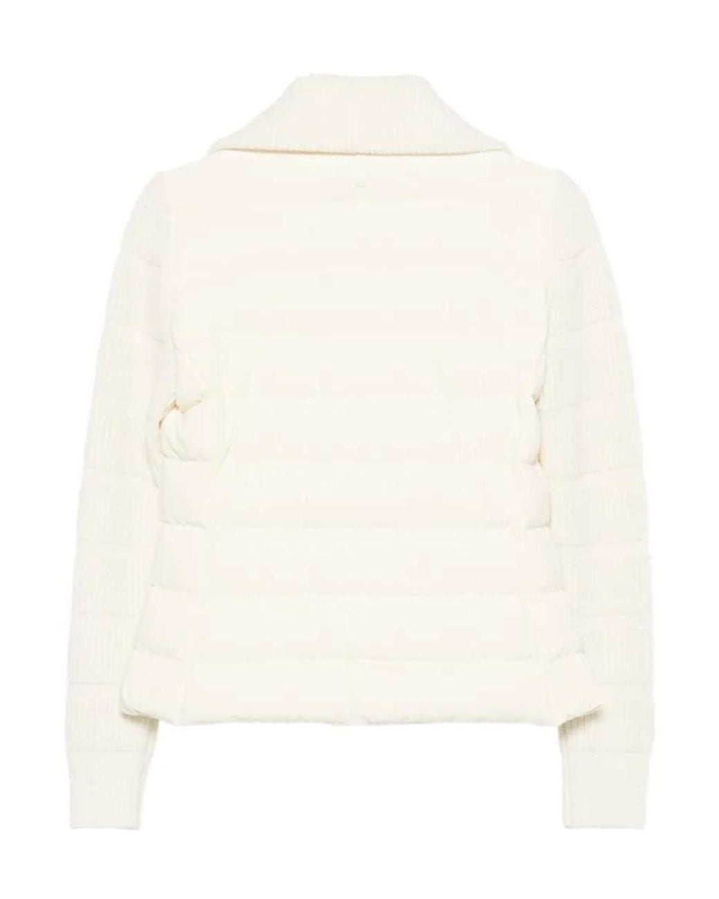 Mackage White Hybrid Knit Stand-Collar Zip Puffer Jacket