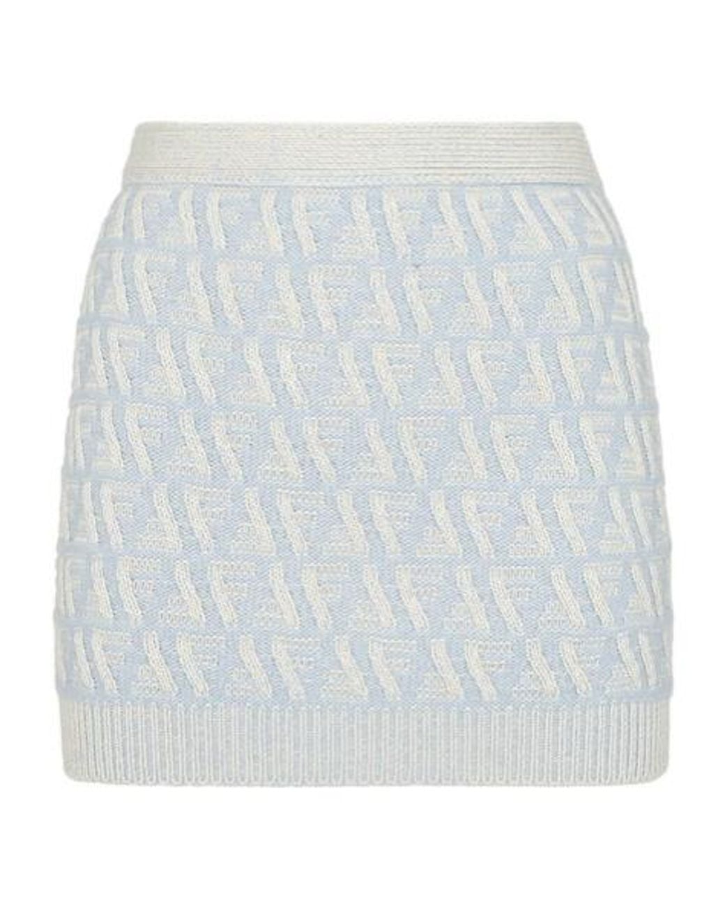 Fendi Gray Ff Logo Intarsia Knit Mini Skirt