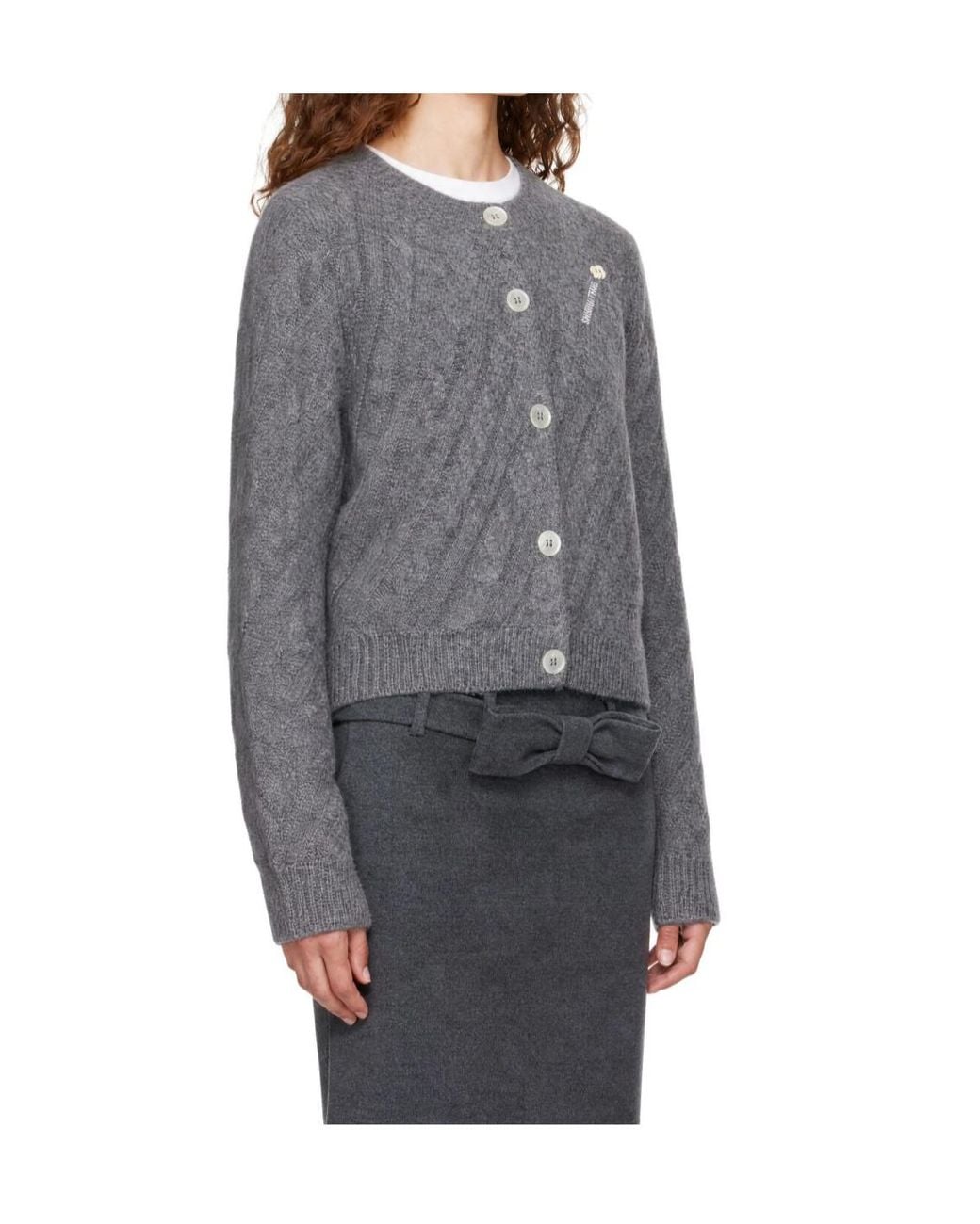 ShuShu/Tong Gray Cable-Knit Cardigan