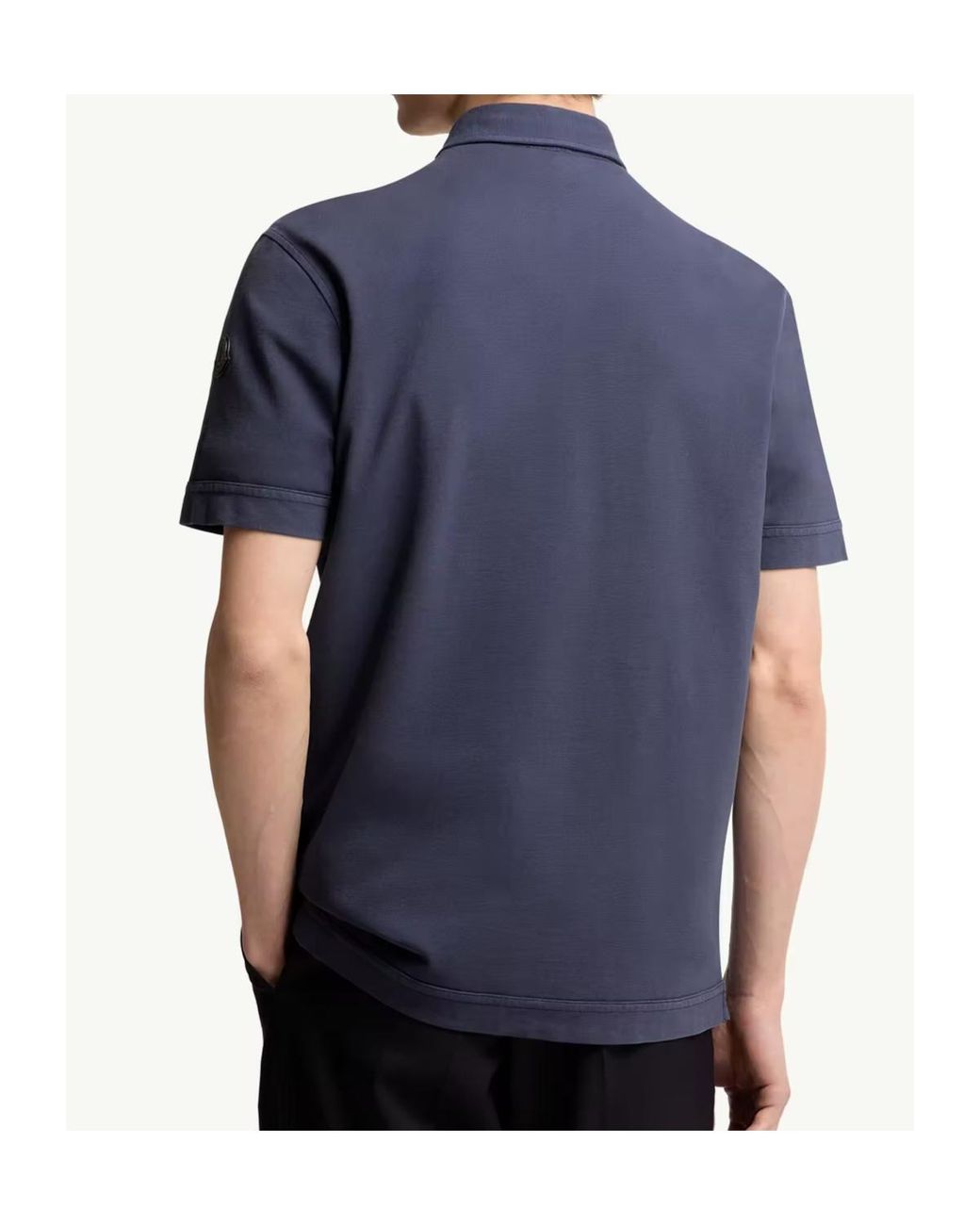 Moncler Blue Logo Patch Short-Sleeved Polo Shirt for men