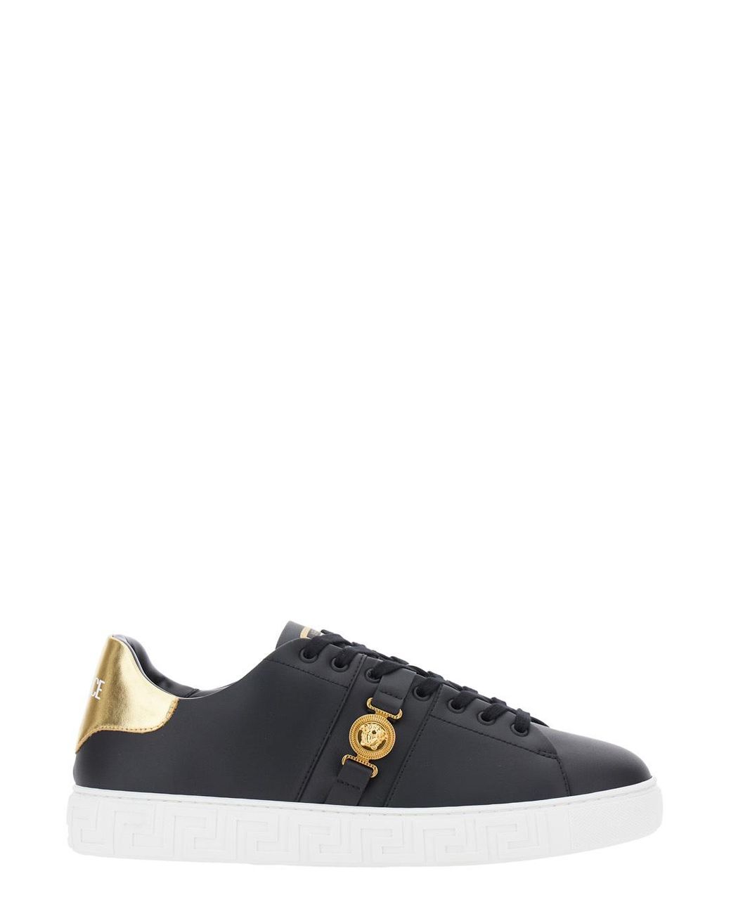 Versace Blue Low Top Sneakers With Contrasting Heel With Logo Lettering And Medusa Plaque for men