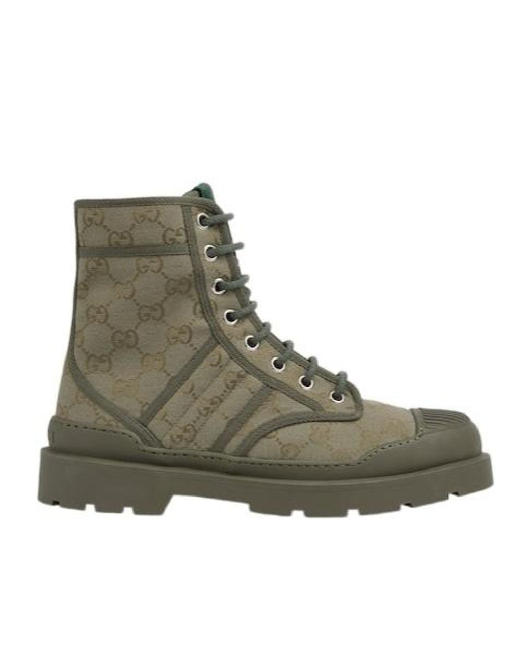 Gucci Green Monogrammed Lace-Up Boots for men