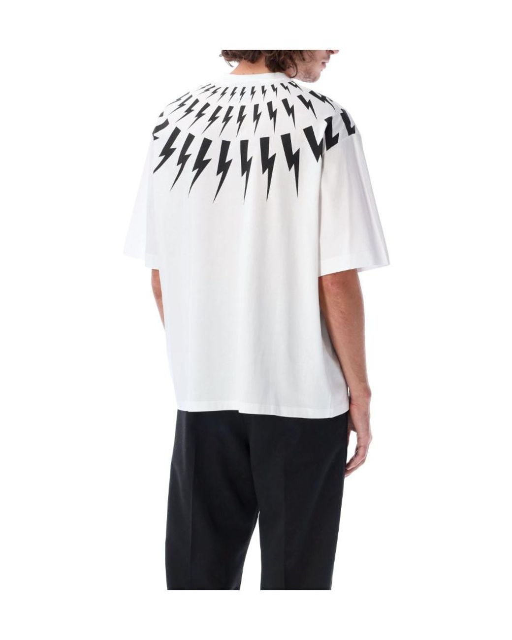 Neil Barrett White Lightening-Bolt Graphic T-Shirt for men