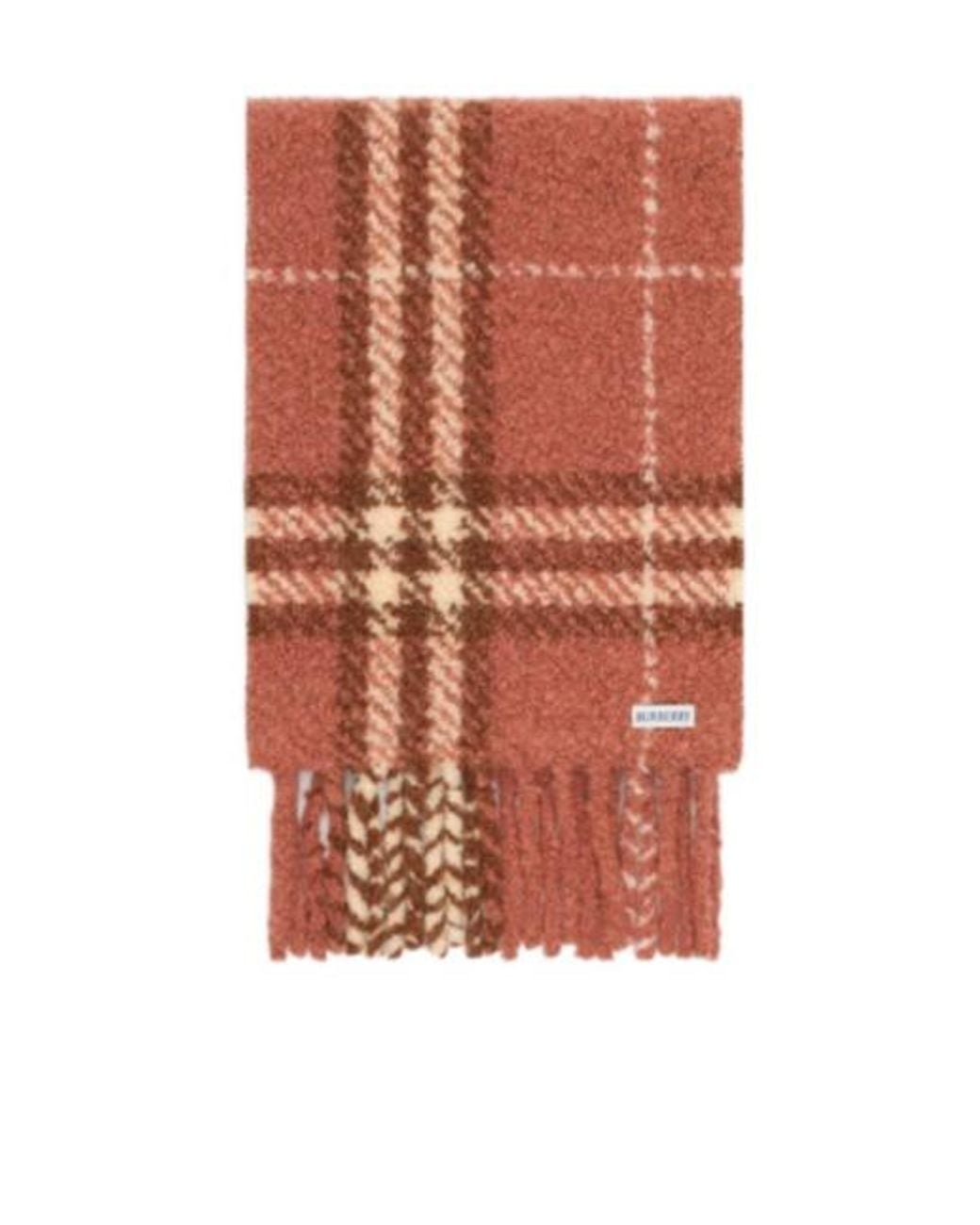Burberry White Checked Fringed Edge Scarf