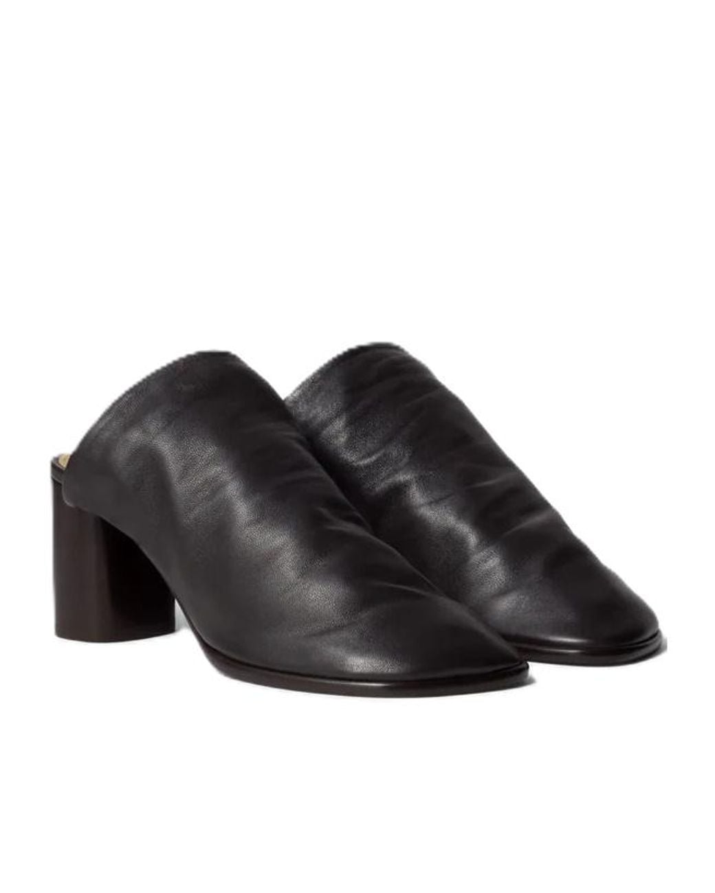 Lemaire Black Glove Block Heel Mules