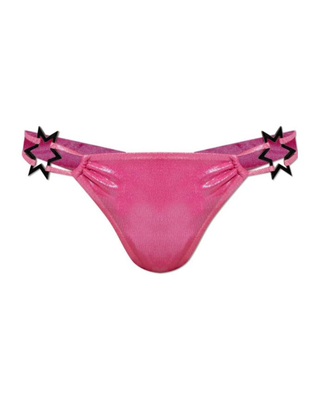 M I S B H V Pink Star-Details Bikini Bottoms