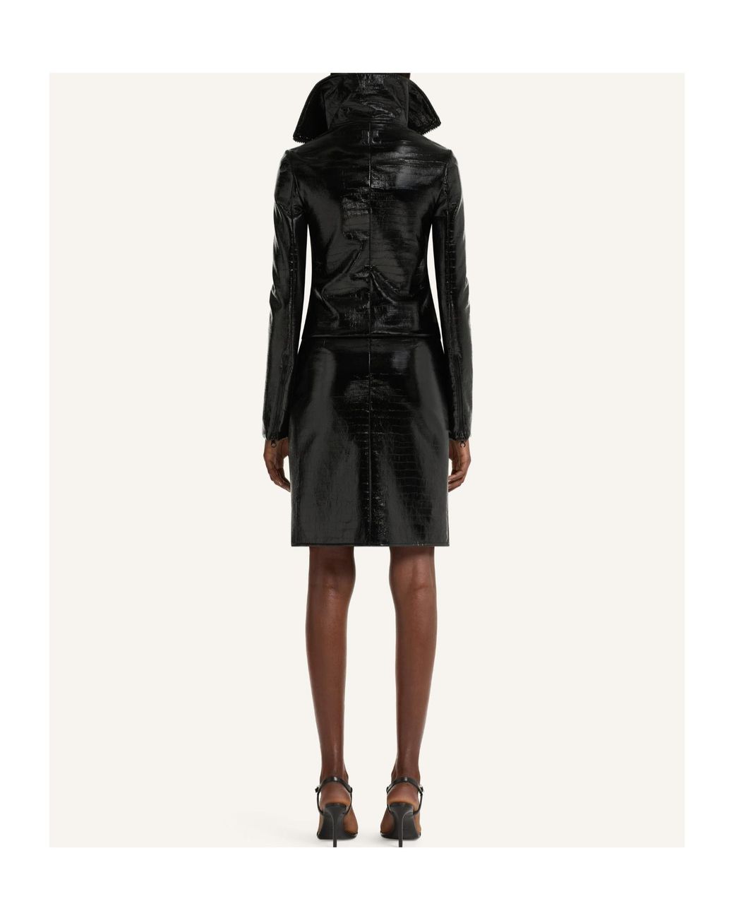 Courreges Black Croc-Embossed High-Neck Jacket